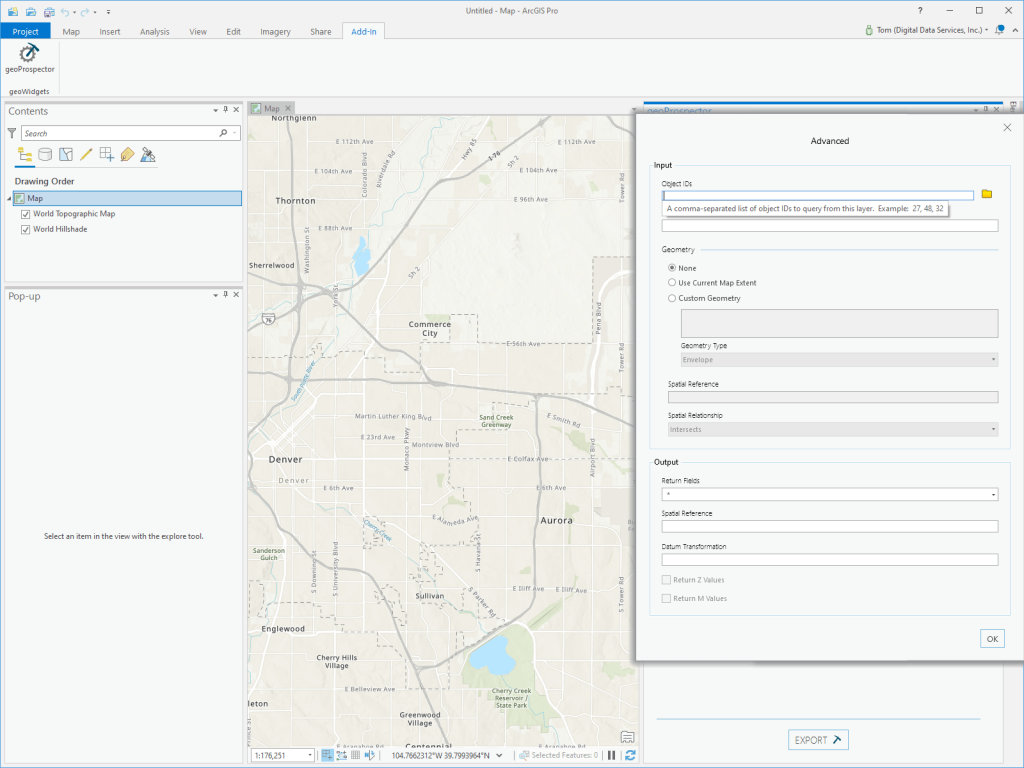 geoProspector Advanced Options